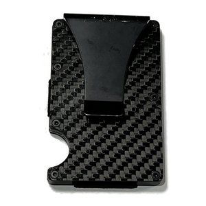 Carbon Fiber Metal Wallet RFID Blocking Money Clip Slim Credit Card Black
